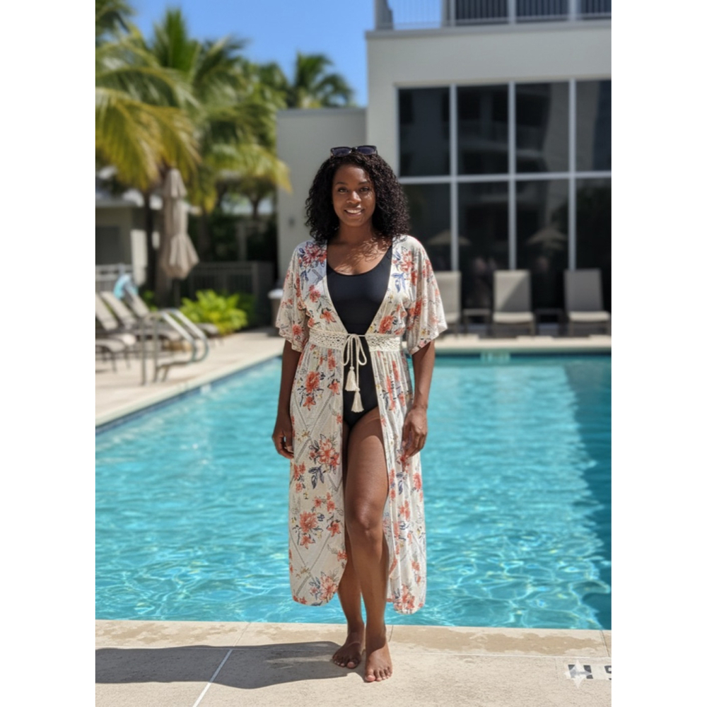 EUC Derek Heart Floral Swim Coverup